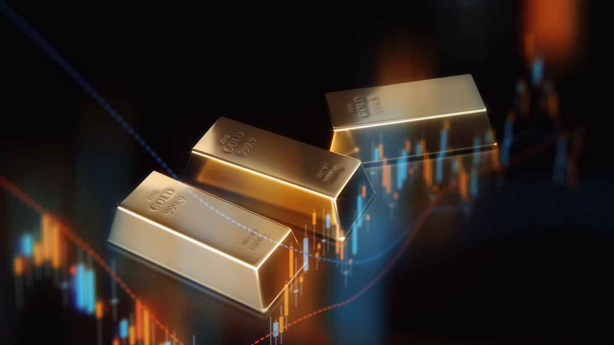 A trio of pure gold bars clustered