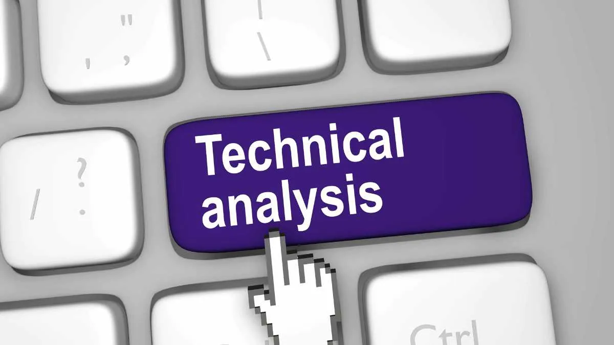 Keyboard with a purple Technical Analysis button and a clicking hand