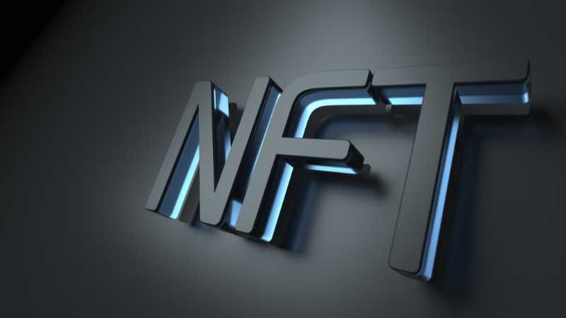 3D metallic  NFT  letters on a gray background