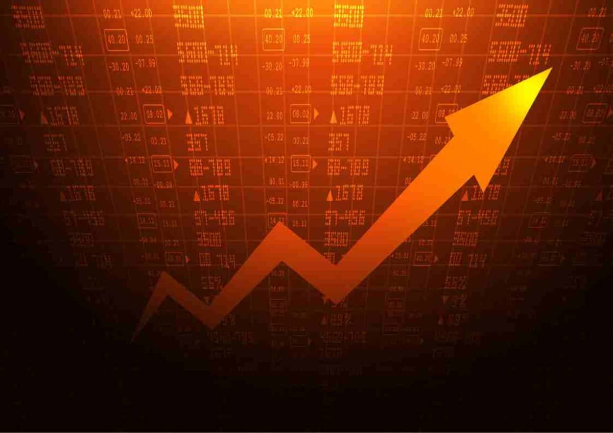 Stock market chart with upward trend arrow indicating growth