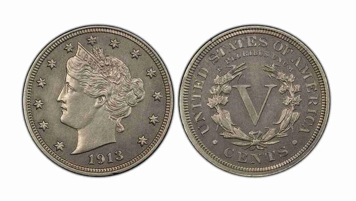 Front and back view of the 1913 Liberty Head Nickel