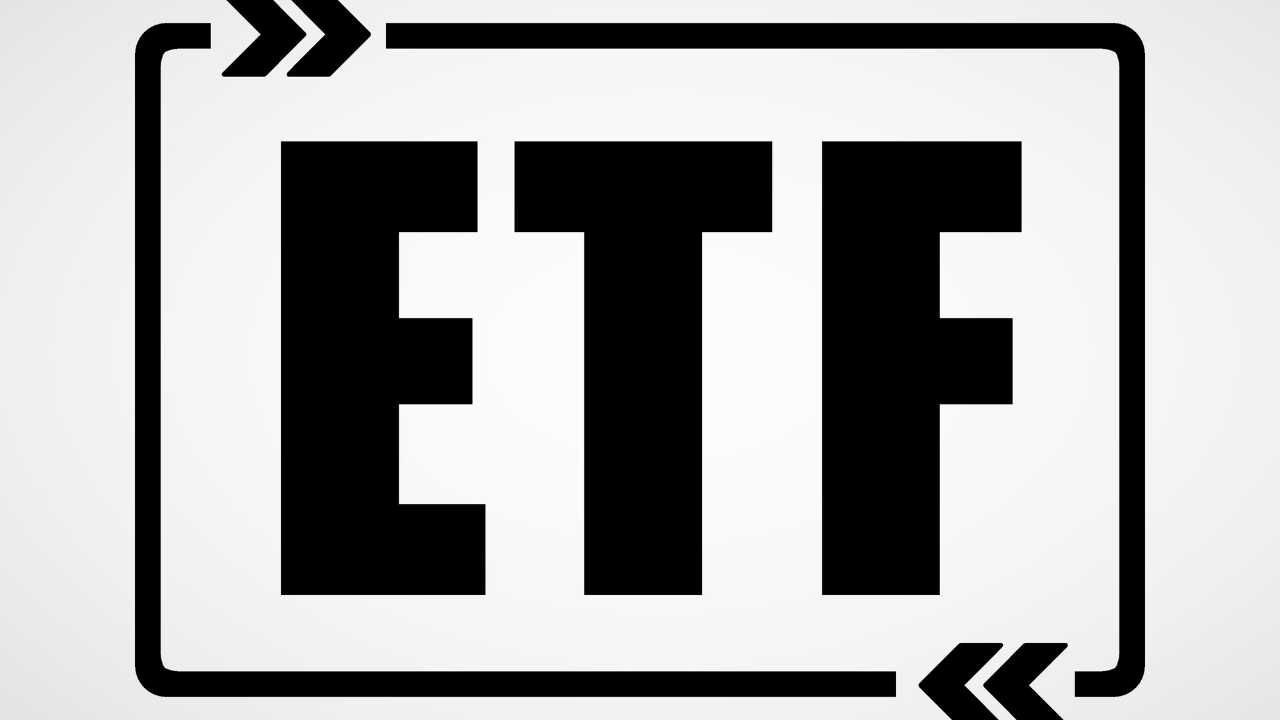 Iconic representation of ETF in bold black letters with brackets