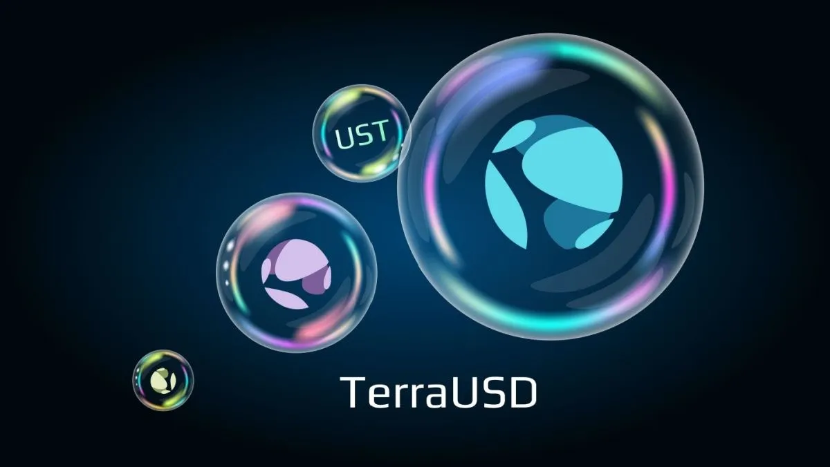 Floating soap bubble with the UST token symbol from TerraUSD