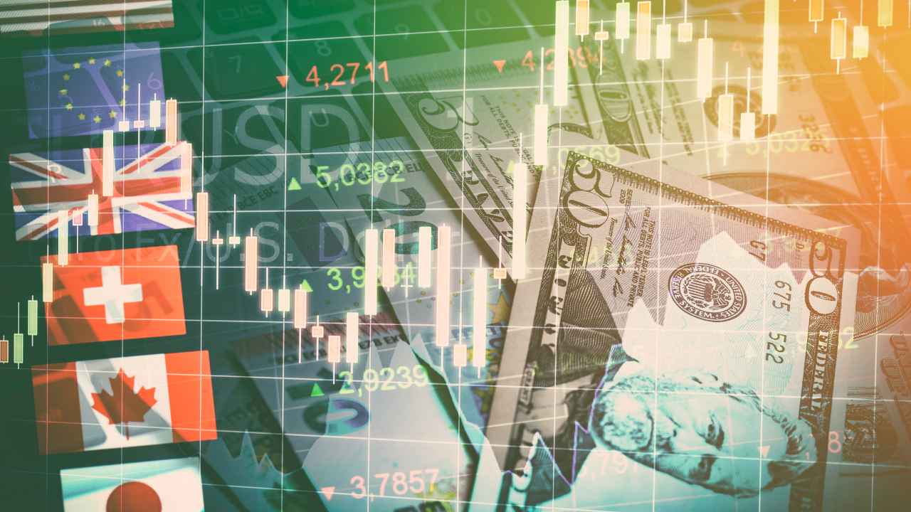 A graph of money and candlesticks